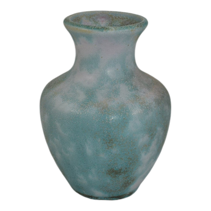 Burley Winter 1930s Vintage Art Pottery Mottled Blue Ceramic Cabinet Vase A - Just Art Pottery