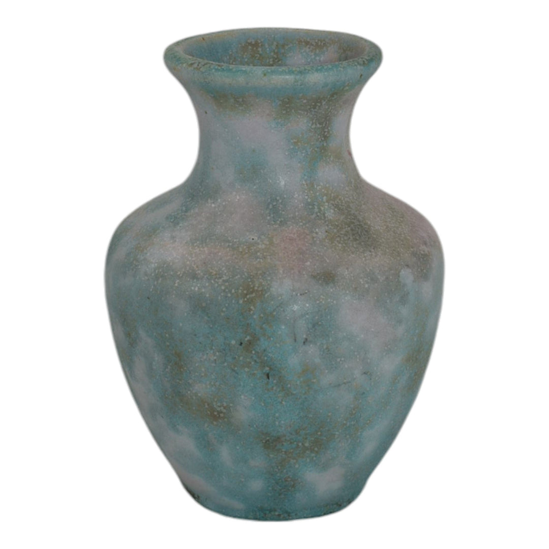 Burley Winter 1930s Vintage Art Pottery Mottled Blue Ceramic Cabinet Vase A - Just Art Pottery