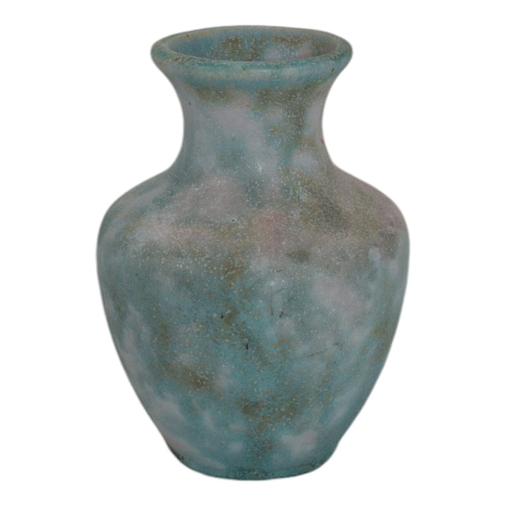 Burley Winter 1930s Vintage Art Pottery Mottled Blue Ceramic Cabinet Vase A - Just Art Pottery