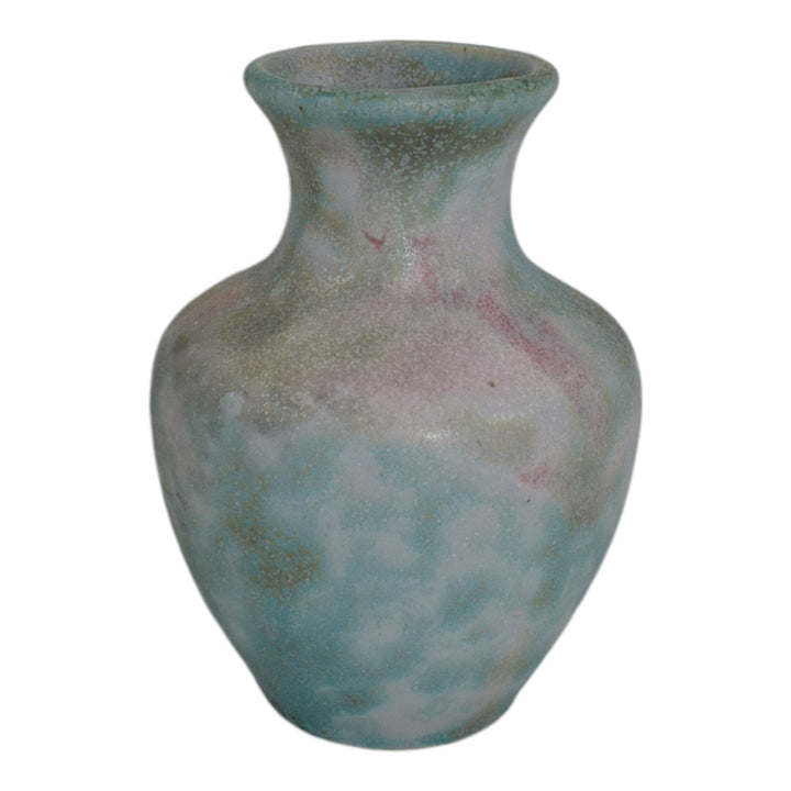 Burley Winter 1930s Vintage Art Pottery Mottled Blue Ceramic Cabinet Vase A - Just Art Pottery