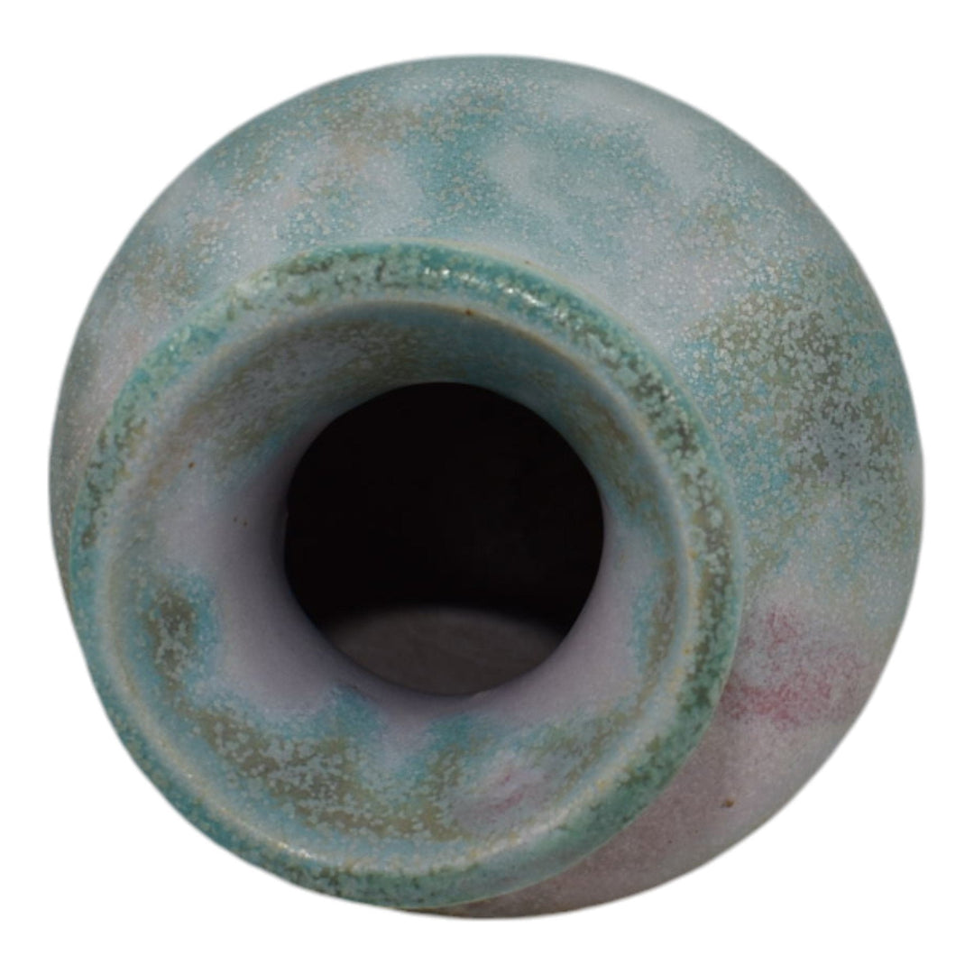 Burley Winter 1930s Vintage Art Pottery Mottled Blue Ceramic Cabinet Vase A - Just Art Pottery