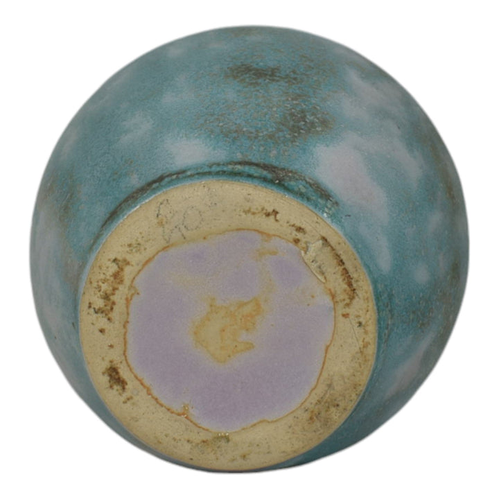 Burley Winter 1930s Vintage Art Pottery Mottled Blue Ceramic Cabinet Vase A - Just Art Pottery