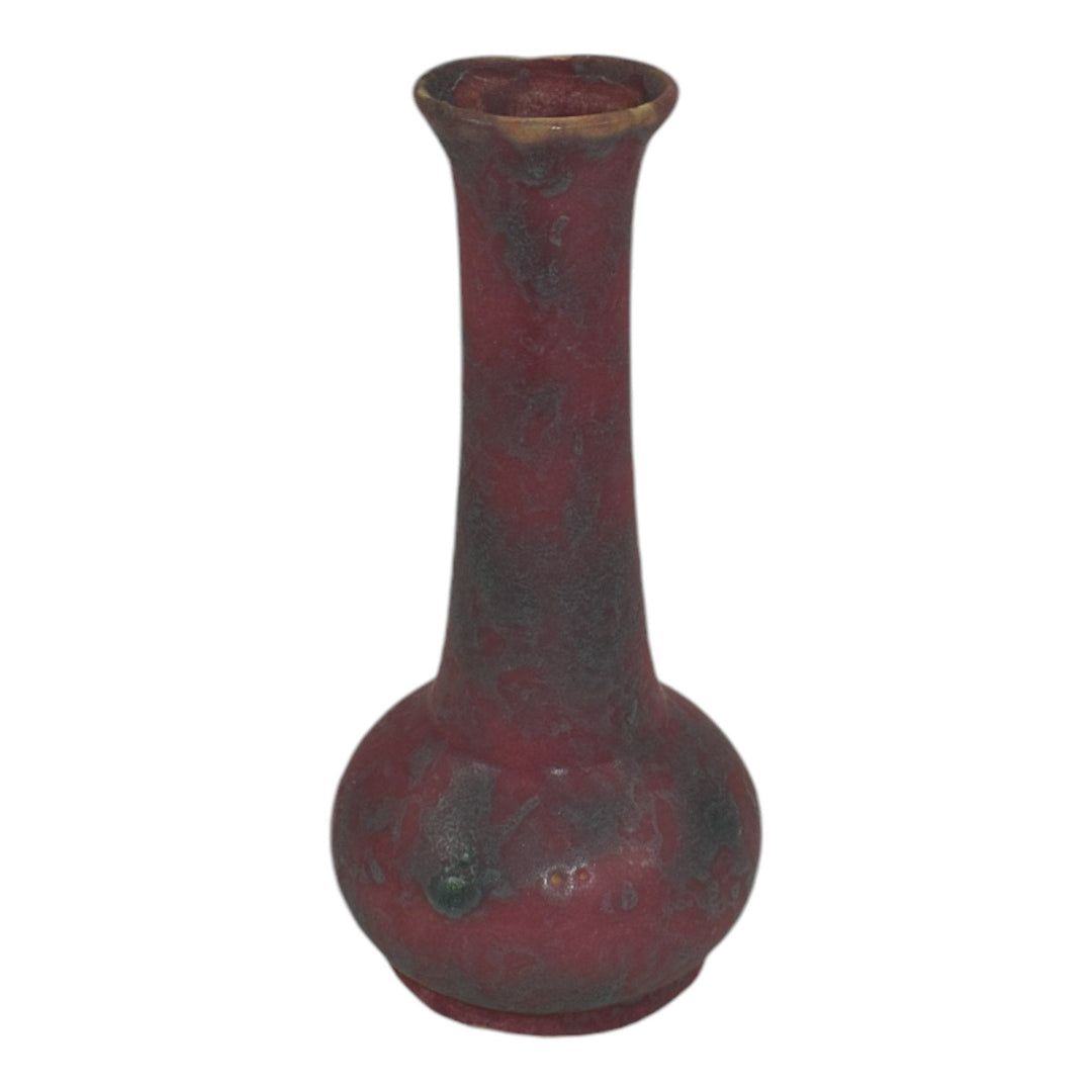 Burley Winter 1930s Arts And Crafts Pottery Rose Green Ceramic Bud Vase 4F - Just Art Pottery