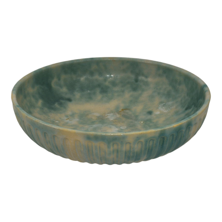 Burley Winter 1930s Vintage Arts And Crafts Pottery Mottled Green Large Bowl - Just Art Pottery