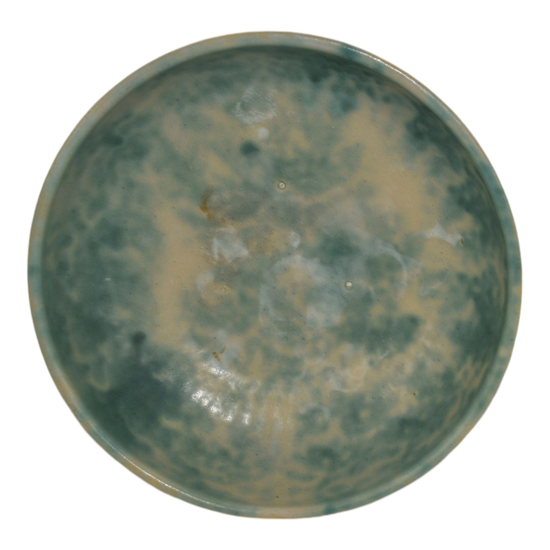 Burley Winter 1930s Vintage Arts And Crafts Pottery Mottled Green Large Bowl - Just Art Pottery