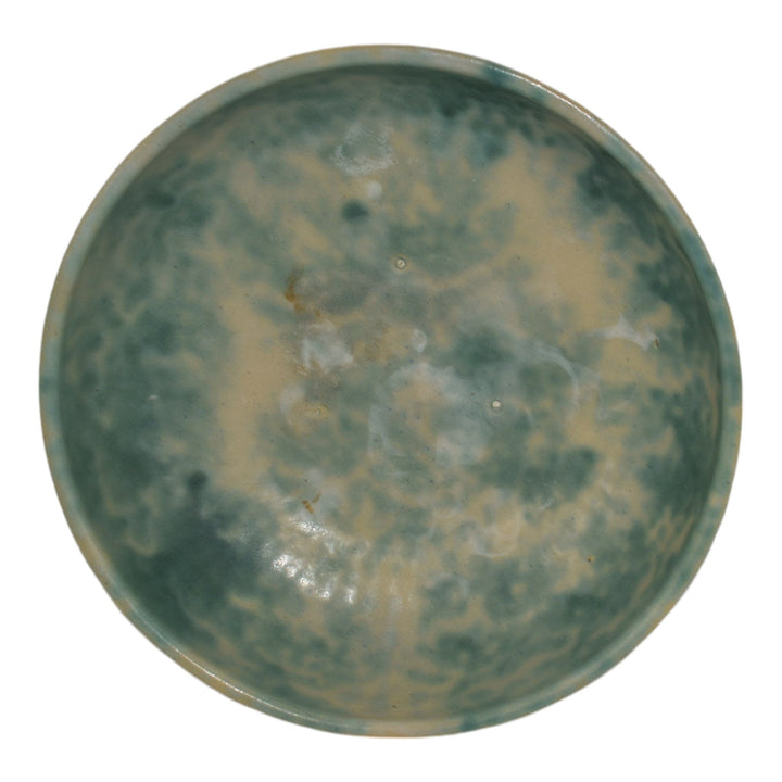 Burley Winter 1930s Vintage Arts And Crafts Pottery Mottled Green Large Bowl - Just Art Pottery
