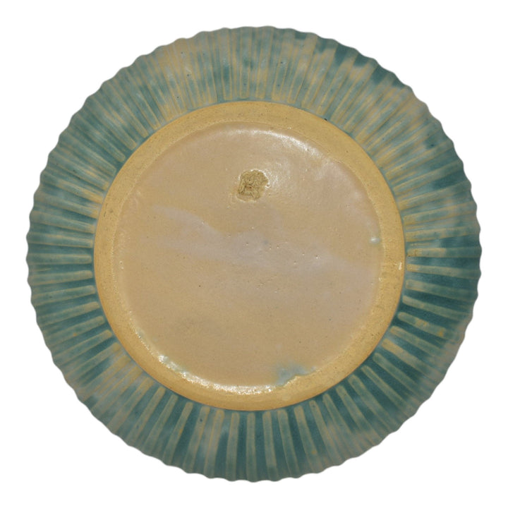 Burley Winter 1930s Vintage Arts And Crafts Pottery Mottled Green Large Bowl - Just Art Pottery