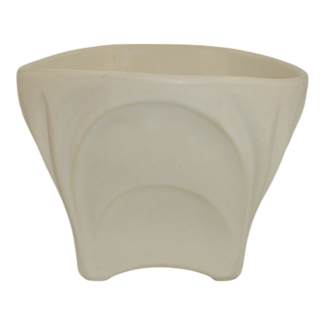 McCoy Floraline 1960s Mid Century Modern Pottery White Ceramic Planter Vase 526 - Just Art Pottery