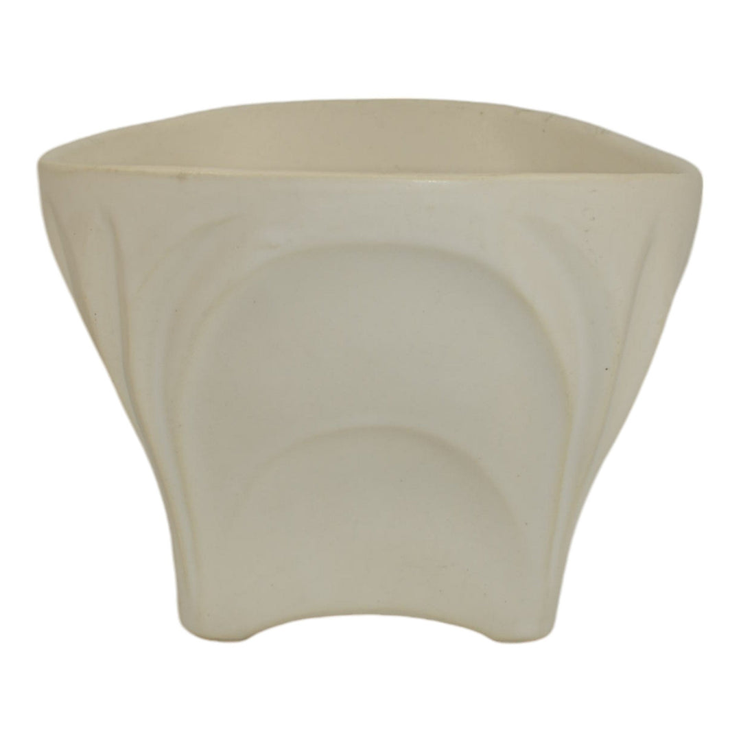 McCoy Floraline 1960s Mid Century Modern Pottery White Ceramic Planter Vase 526 - Just Art Pottery