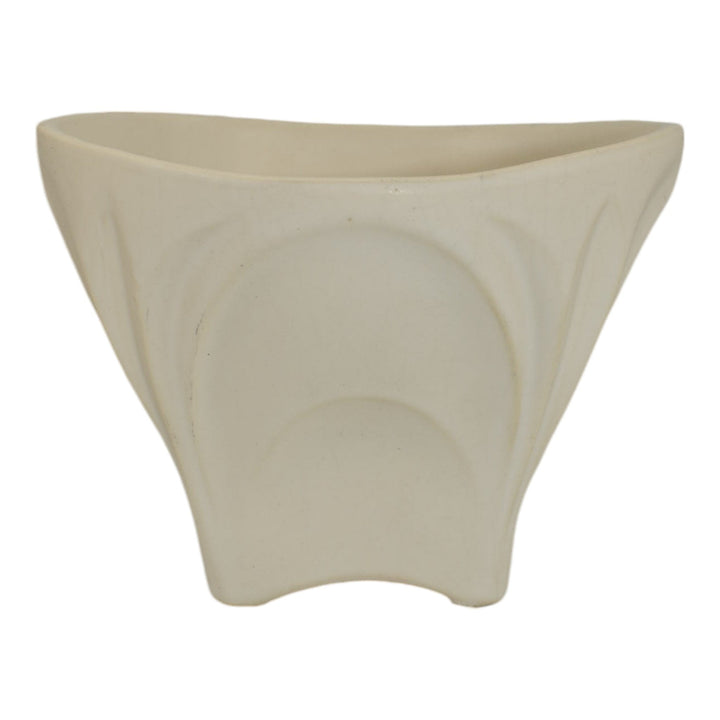 McCoy Floraline 1960s Mid Century Modern Pottery White Ceramic Planter Vase 526 - Just Art Pottery