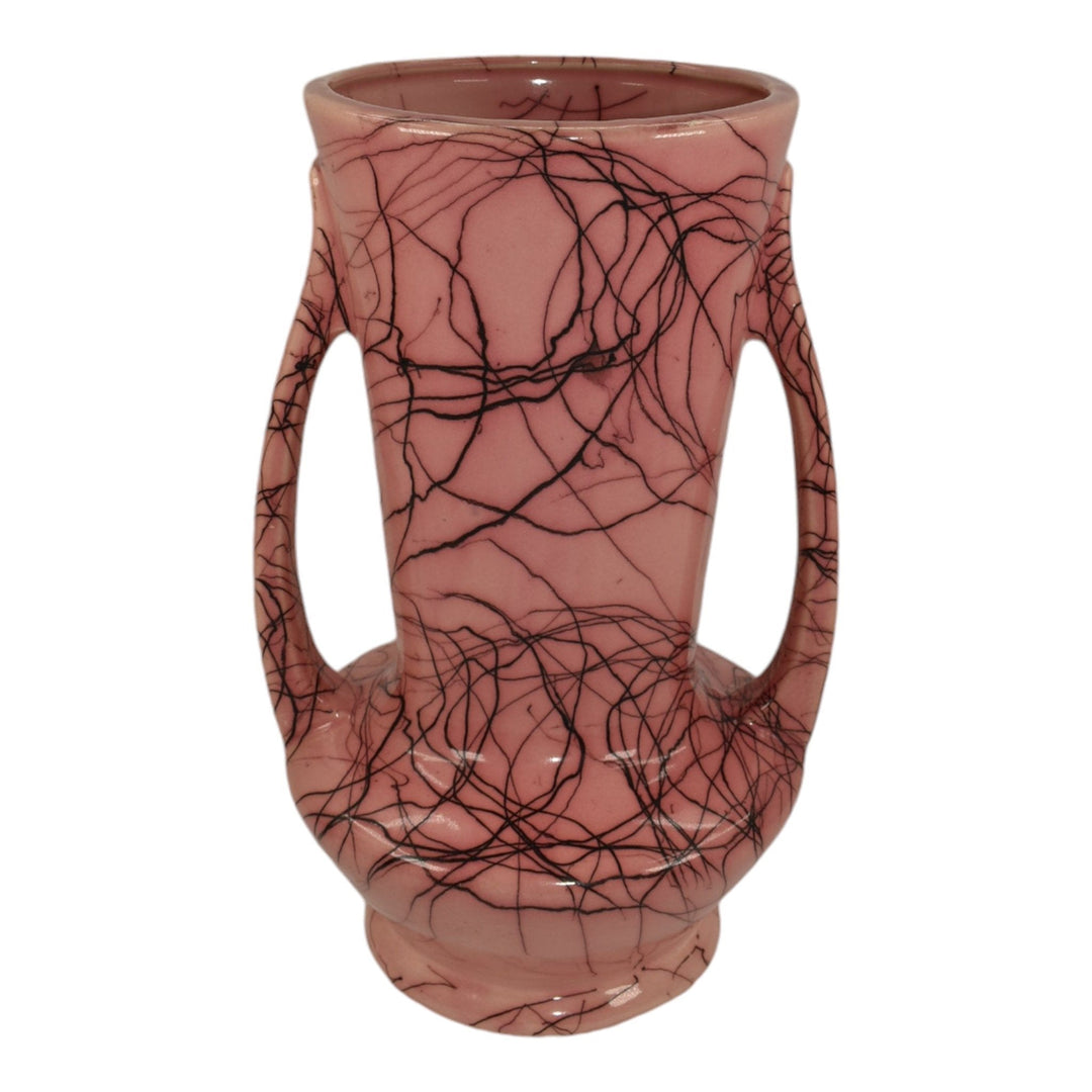 Brush McCoy Cobweb 1950s Mid Century Modern Art Pottery Pink Ceramic Vase 073 - Just Art Pottery