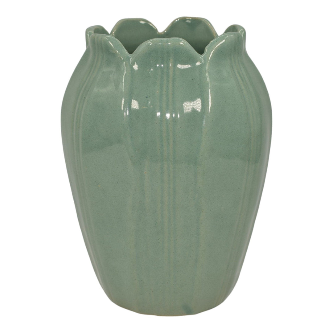 Zanesville Stoneware 1930s Vintage Art Pottery Seacrest Green Ceramic Vase 307 - Just Art Pottery