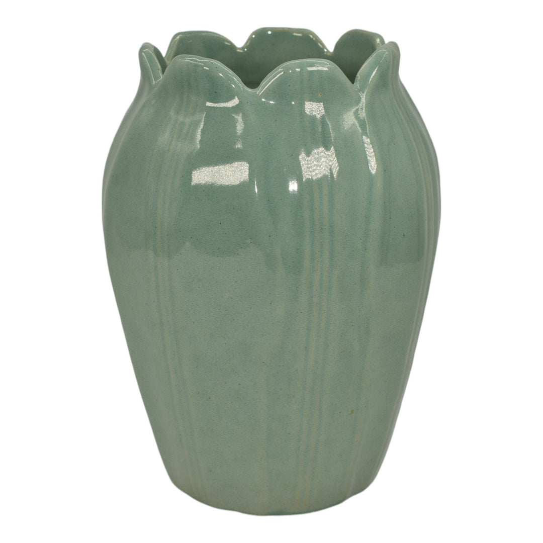 Zanesville Stoneware 1930s Vintage Art Pottery Seacrest Green Ceramic Vase 307 - Just Art Pottery