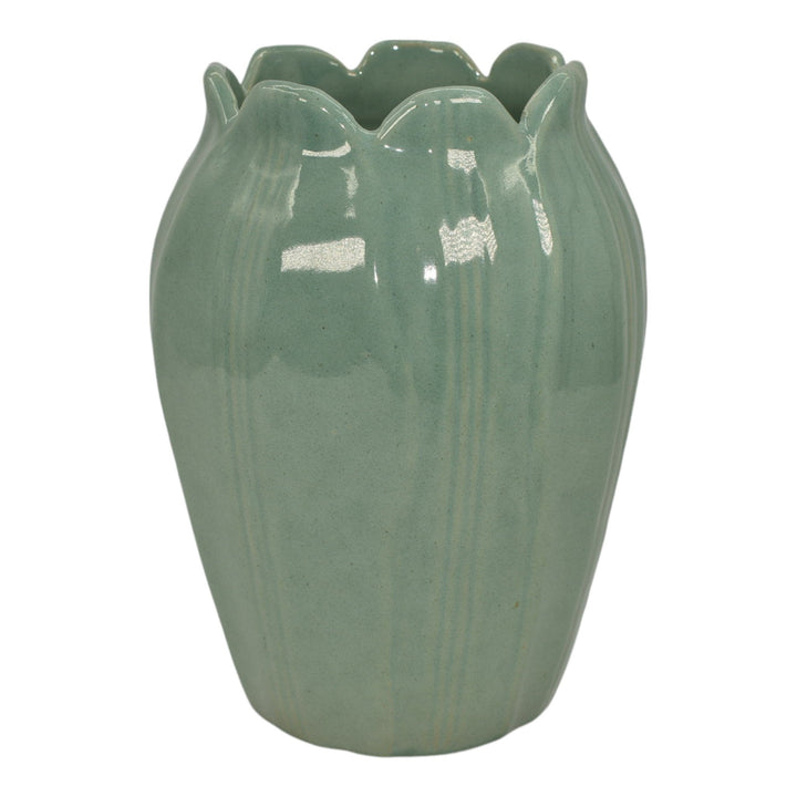 Zanesville Stoneware 1930s Vintage Art Pottery Seacrest Green Ceramic Vase 307 - Just Art Pottery