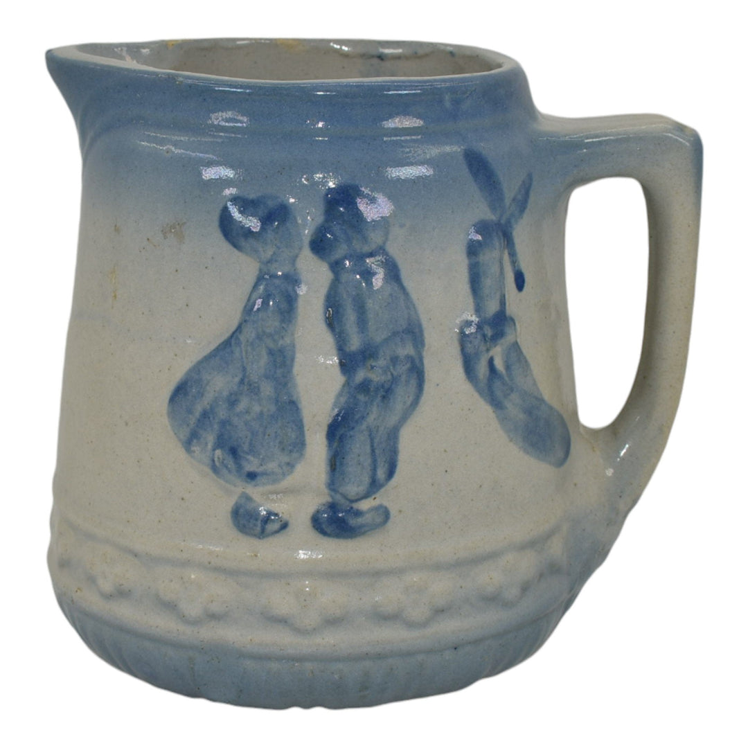 Brush McCoy 1916 Vintage Art Pottery Dutch Children Windmills Ceramic Pitcher 53 - Just Art Pottery