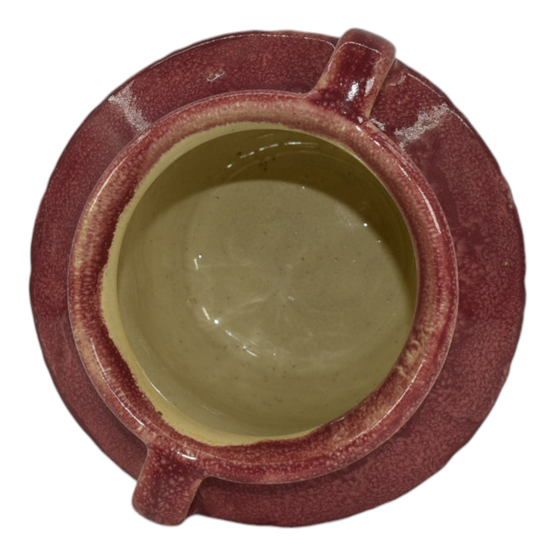 Zanesville Stoneware 1930s Vintage Art Pottery Red And Ivory Ceramic Vase 838 - Just Art Pottery