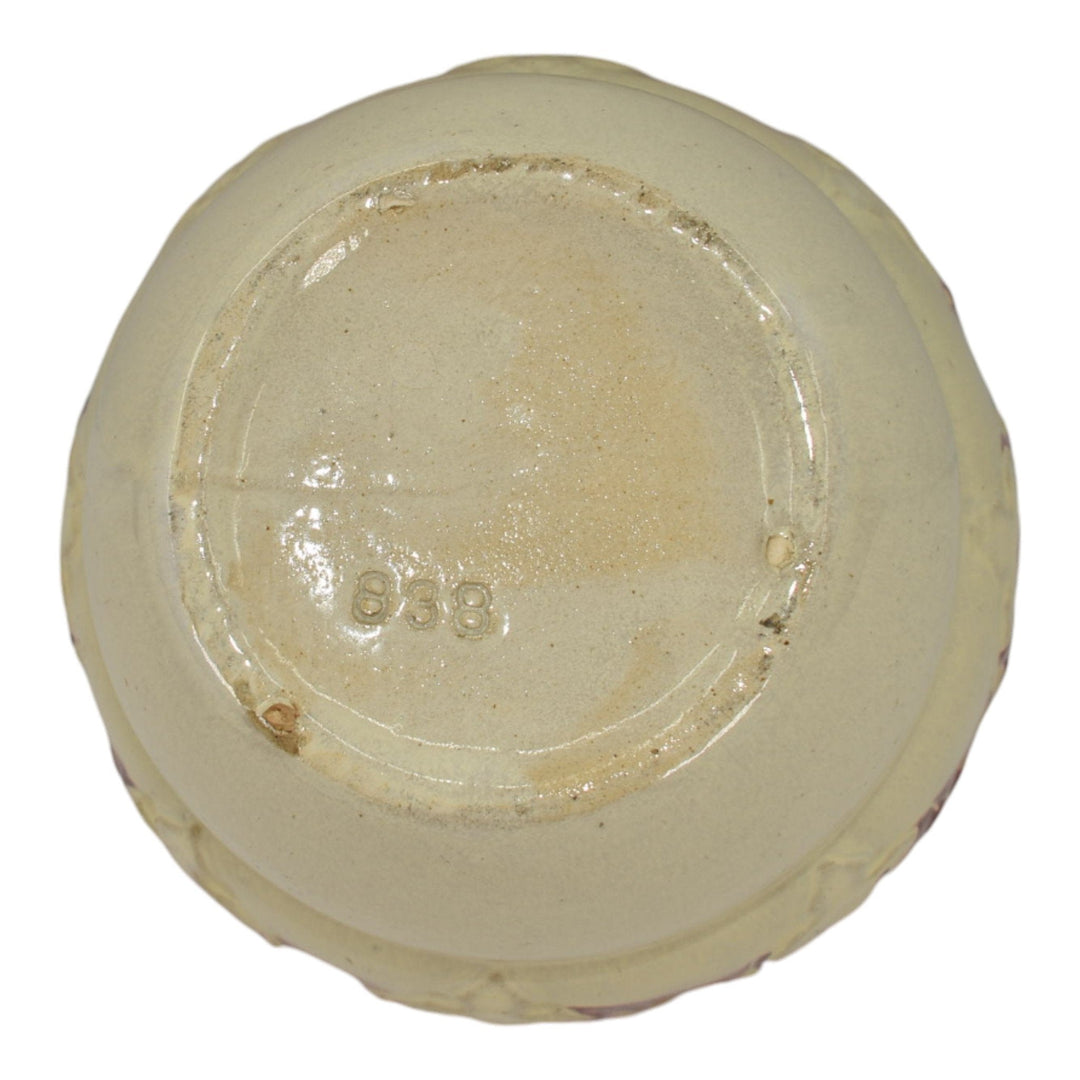 Zanesville Stoneware 1930s Vintage Art Pottery Red And Ivory Ceramic Vase 838 - Just Art Pottery