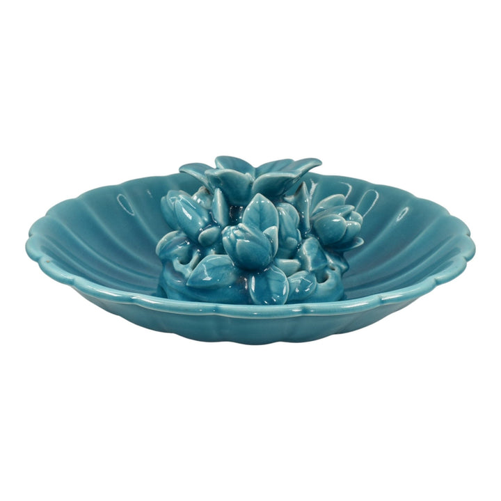 Rookwood 1926 Vintage Art Pottery Blue Center Bowl Flower Frog 2850 2813-B - Just Art Pottery