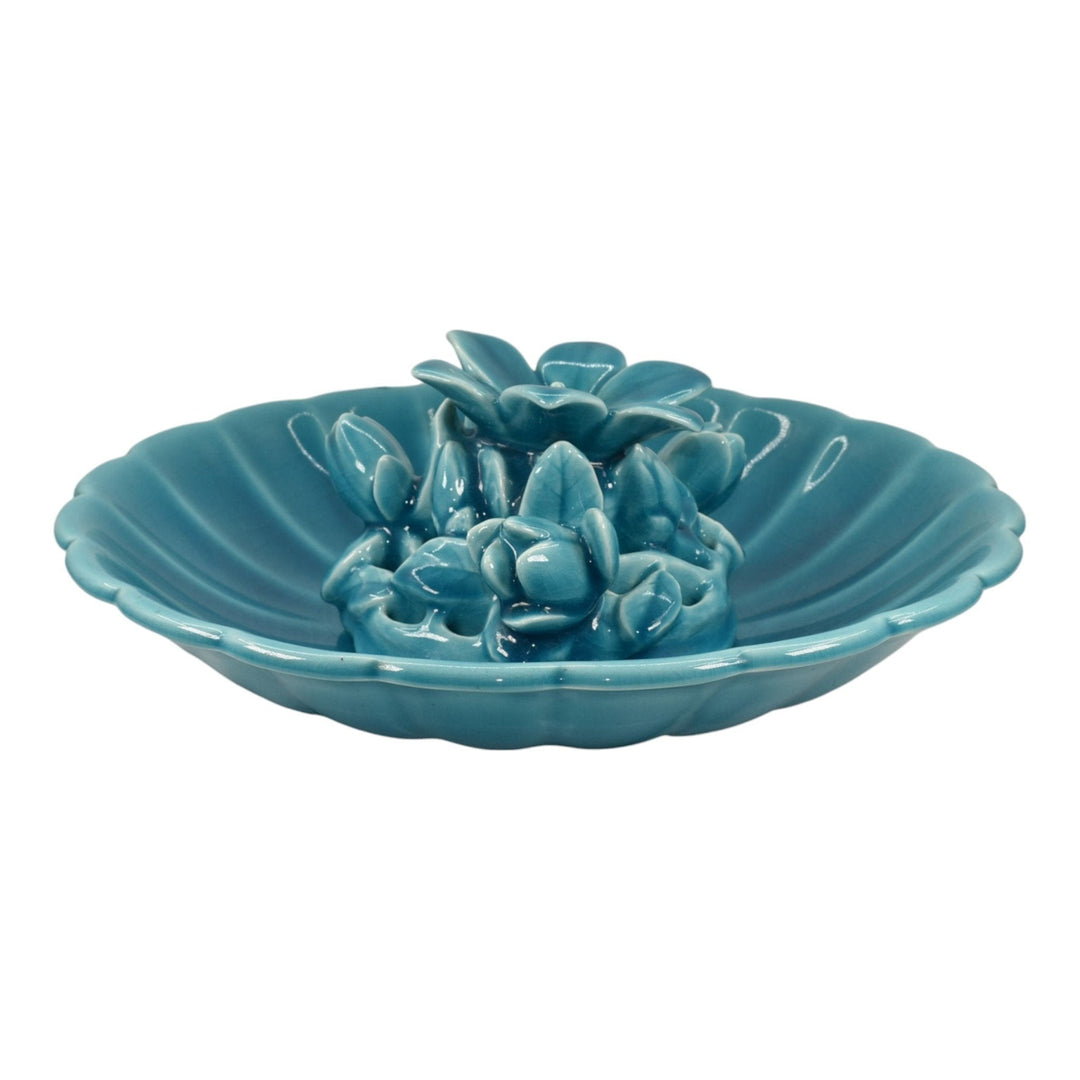 Rookwood 1926 Vintage Art Pottery Blue Center Bowl Flower Frog 2850 2813-B - Just Art Pottery