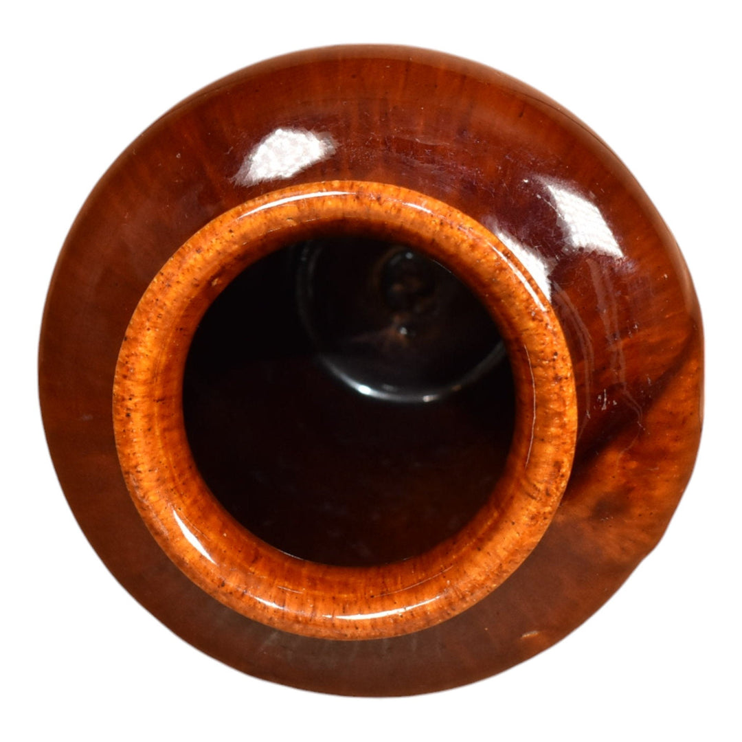 Zanesville Stoneware 1930s Arts and Crafts Pottery Brown Leaf Ceramic Vase 102 - Just Art Pottery