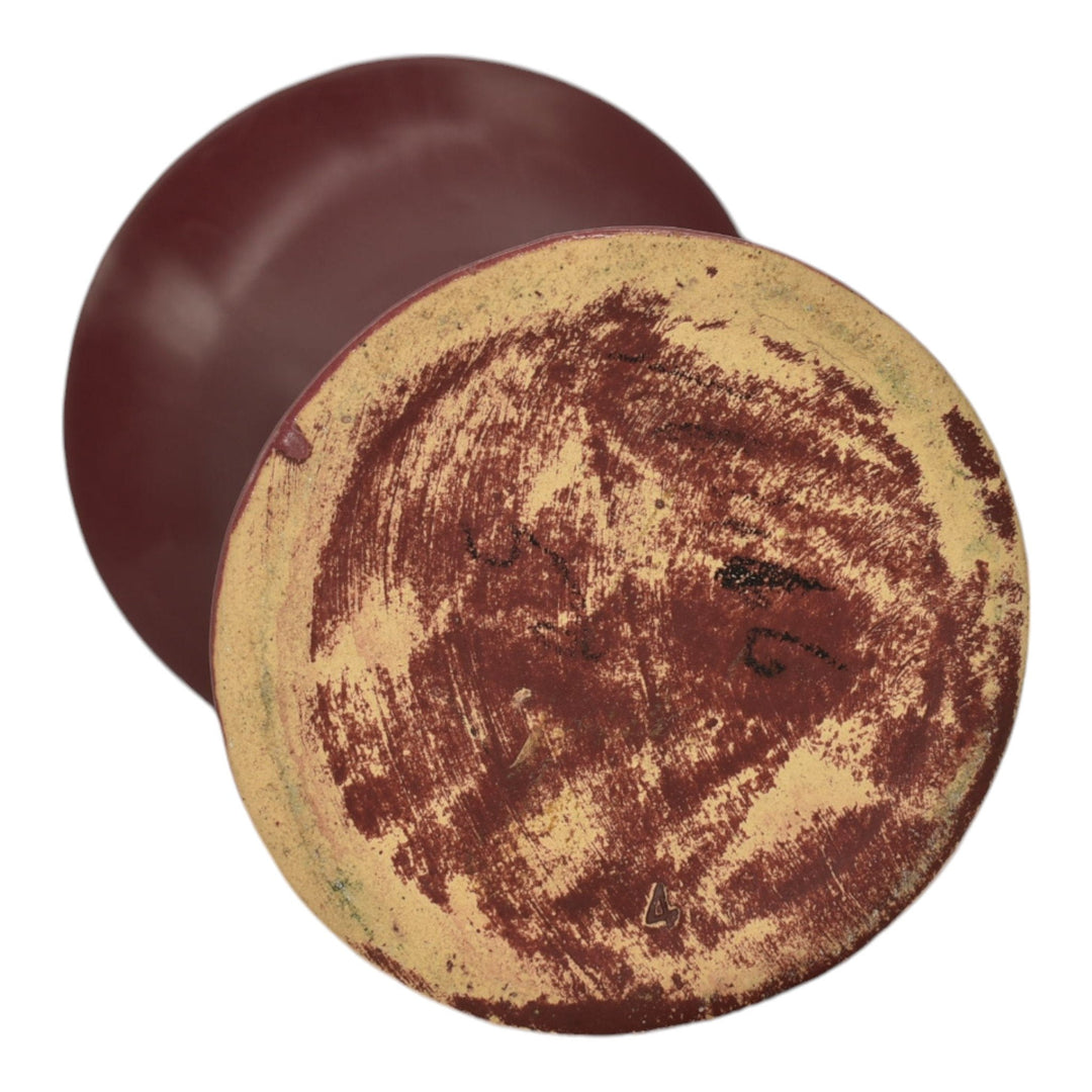 Zanesville Stoneware 1930s Vintage Arts And Craft Pottery Purple Ceramic Vase 4 - Just Art Pottery