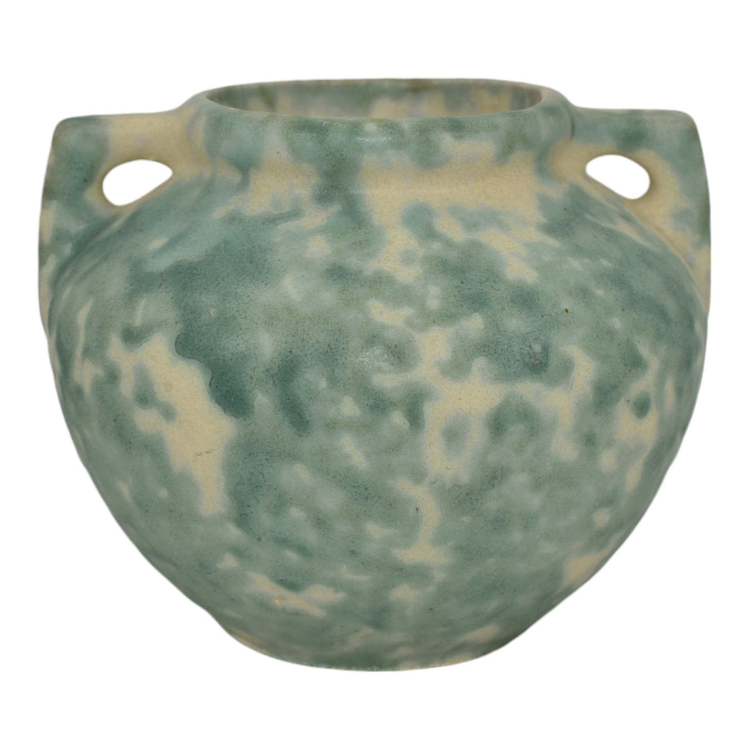 Burley Winter 1930s Vintage Arts Pottery Green Mottled Ceramic Vase 41 - Just Art Pottery