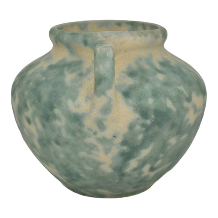 Burley Winter 1930s Vintage Arts Pottery Green Mottled Ceramic Vase 41 - Just Art Pottery