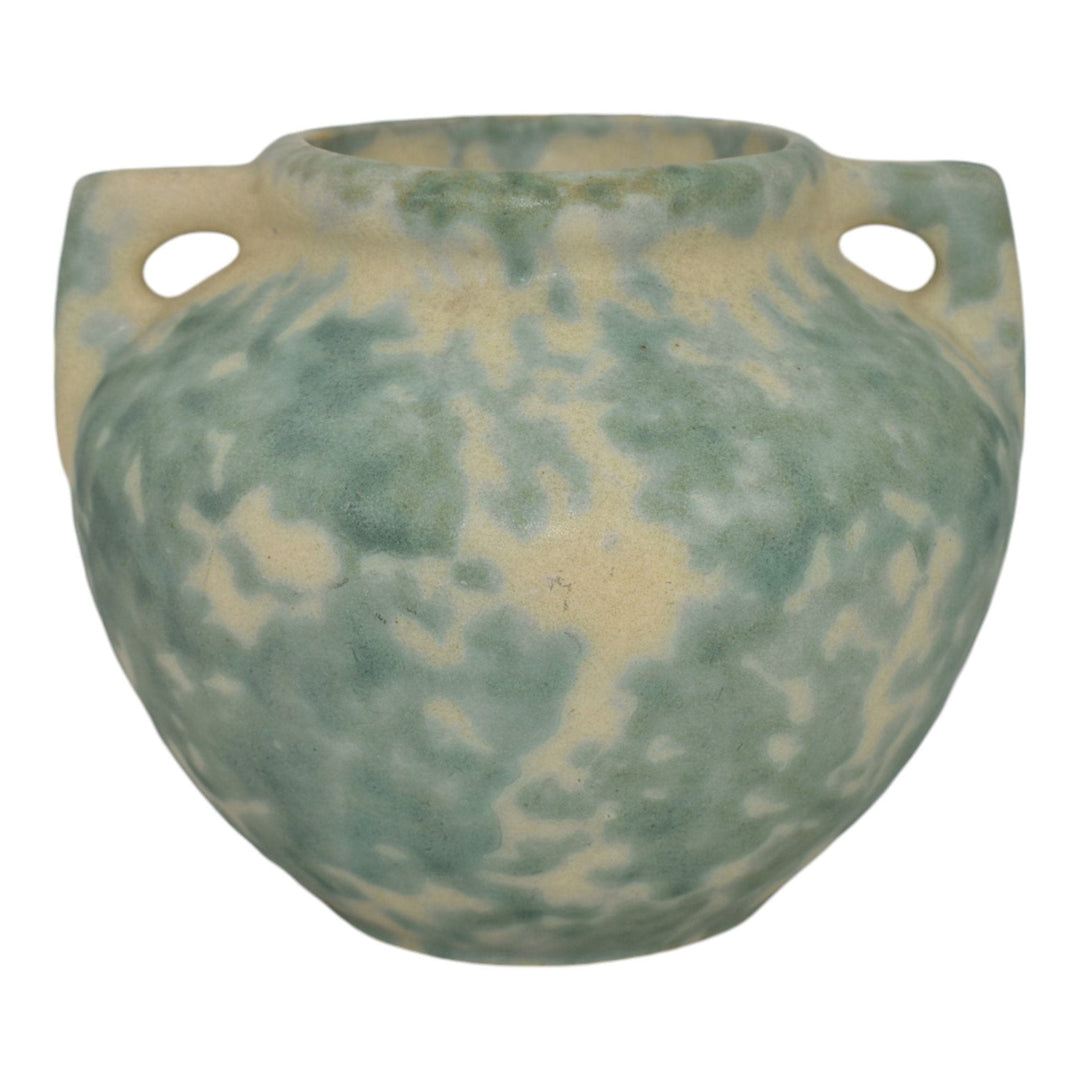 Burley Winter 1930s Vintage Arts Pottery Green Mottled Ceramic Vase 41 - Just Art Pottery