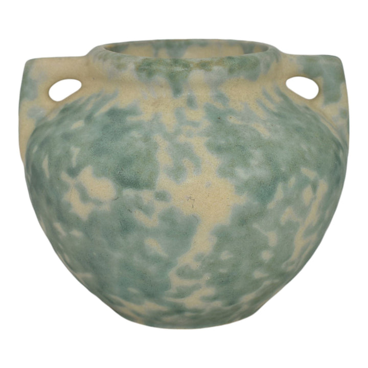 Burley Winter 1930s Vintage Arts Pottery Green Mottled Ceramic Vase 41 - Just Art Pottery