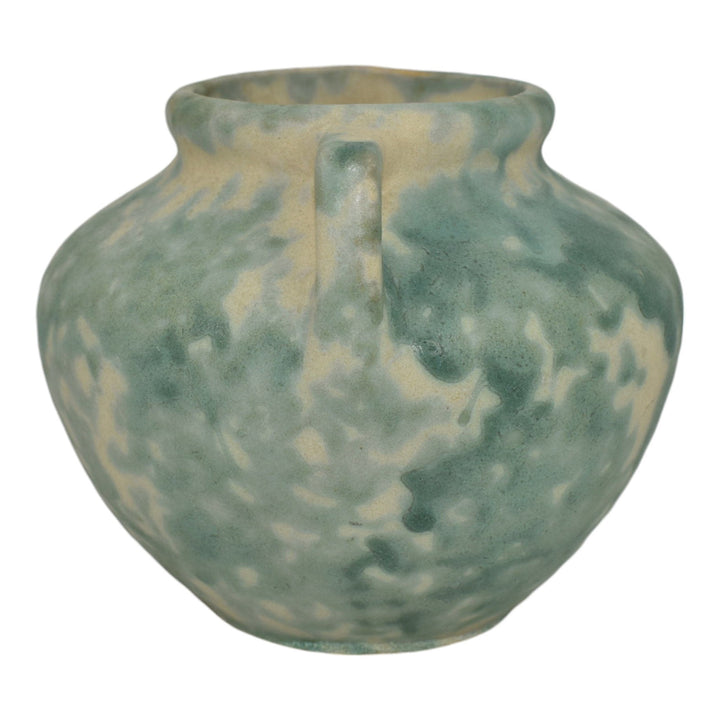 Burley Winter 1930s Vintage Arts Pottery Green Mottled Ceramic Vase 41 - Just Art Pottery