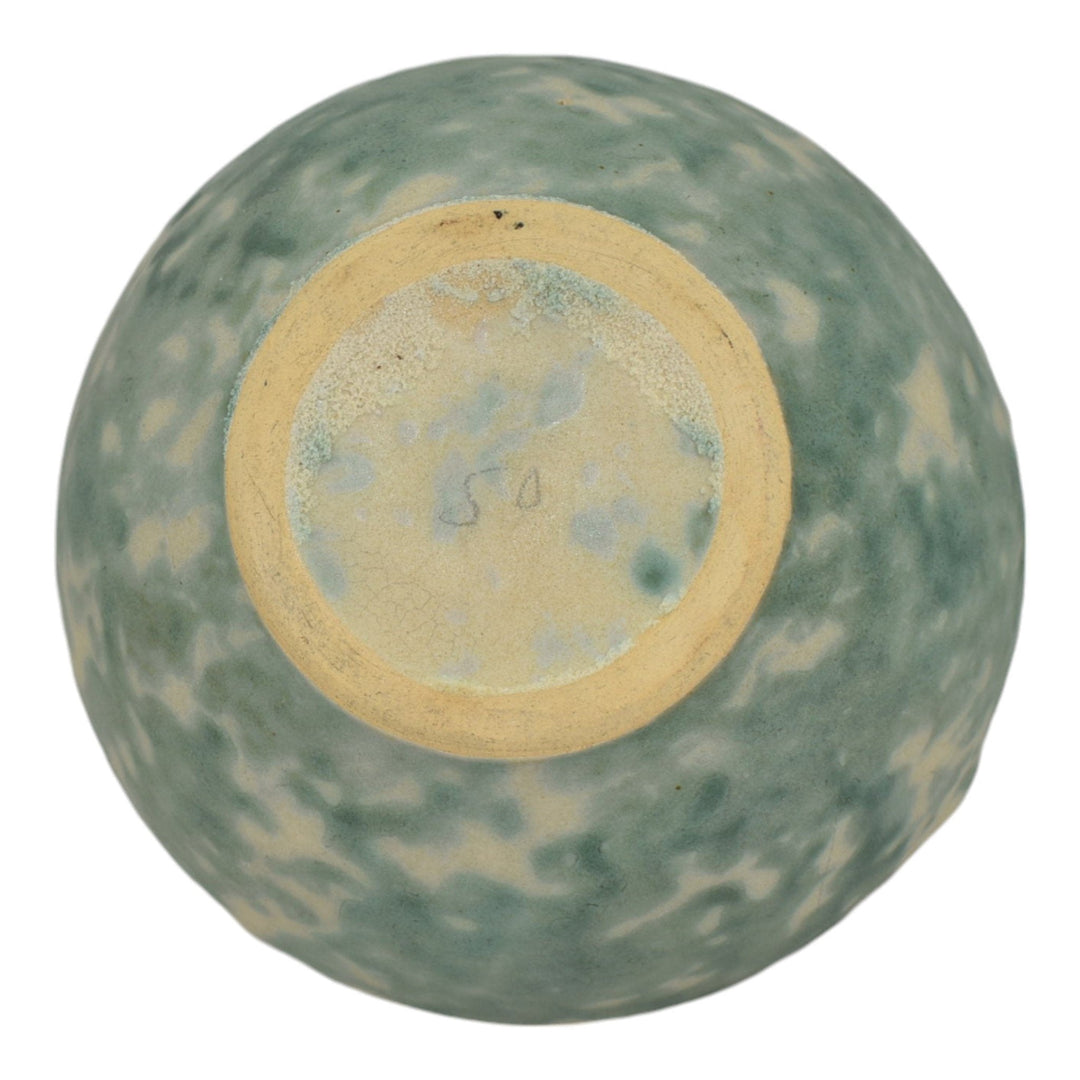 Burley Winter 1930s Vintage Arts Pottery Green Mottled Ceramic Vase 41 - Just Art Pottery