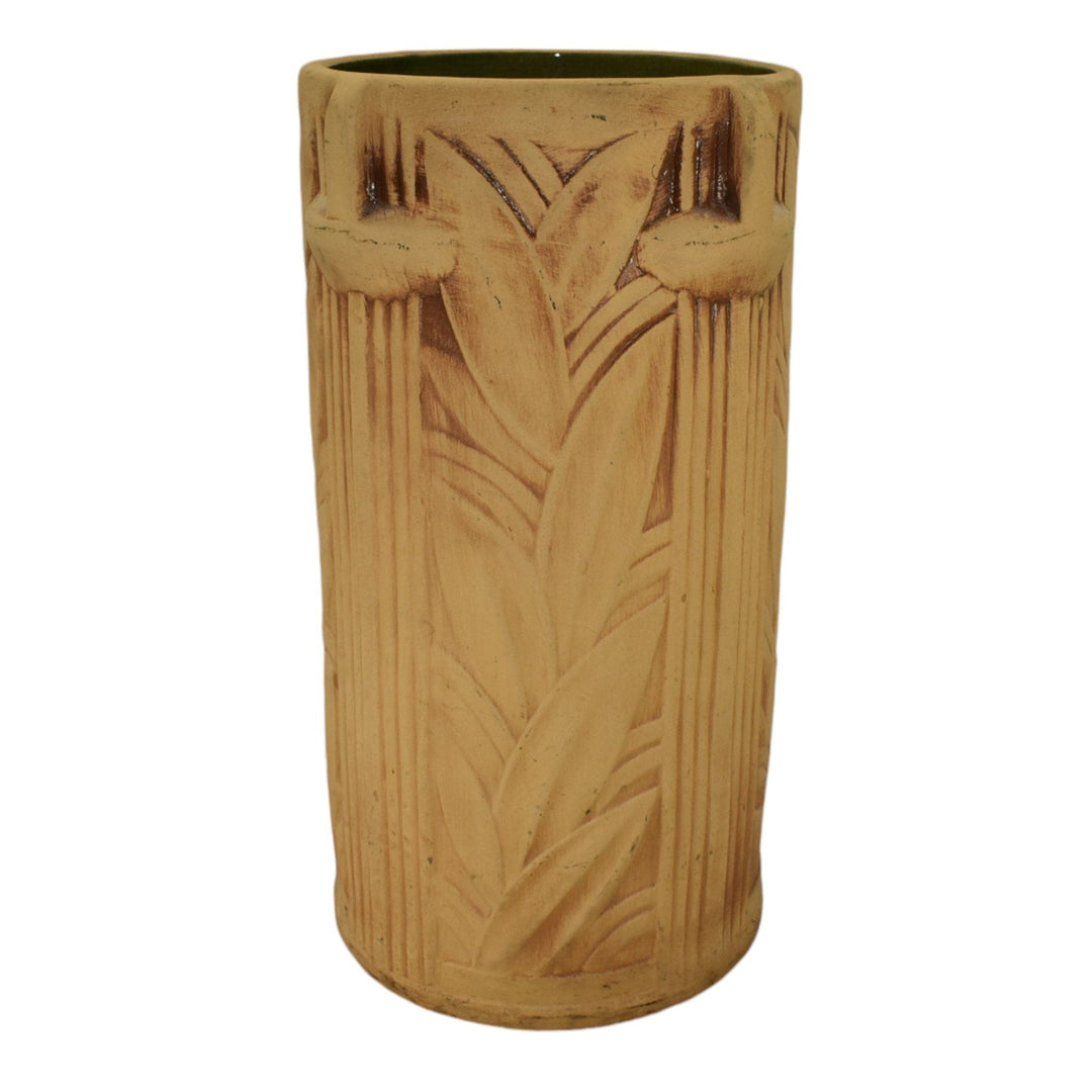 McCoy 1940s Mid Century Modern Art Pottery Tan Bisque Ceramic Umbrella Stand 111 - Just Art Pottery