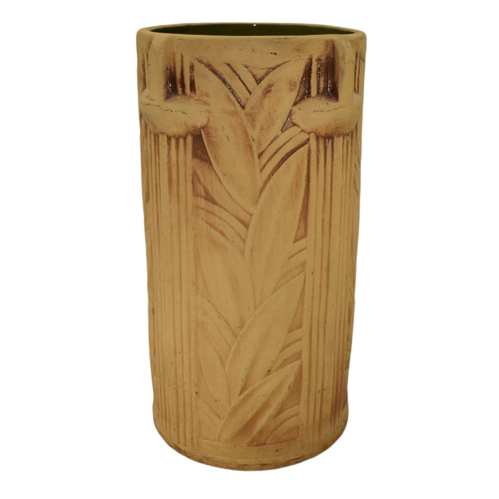 McCoy 1940s Mid Century Modern Art Pottery Tan Bisque Ceramic Umbrella Stand 111 - Just Art Pottery