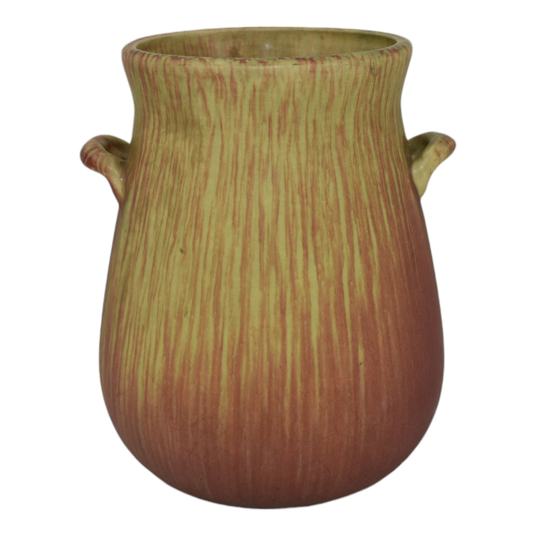 Weller Fruitone 1920s Vintage Art Pottery Mottled Red and Green Ceramic Vase - Just Art Pottery