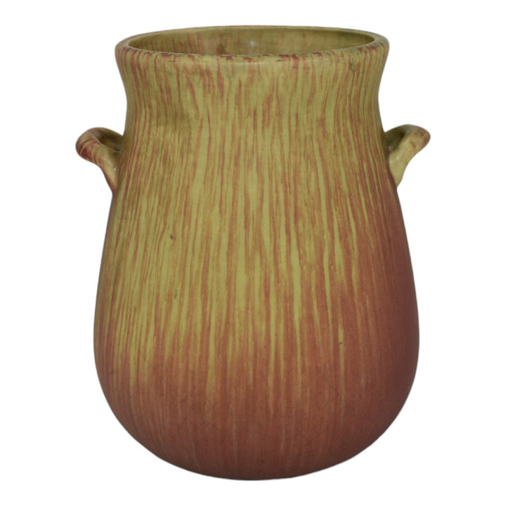 Weller Fruitone 1920s Vintage Art Pottery Mottled Red and Green Ceramic Vase - Just Art Pottery