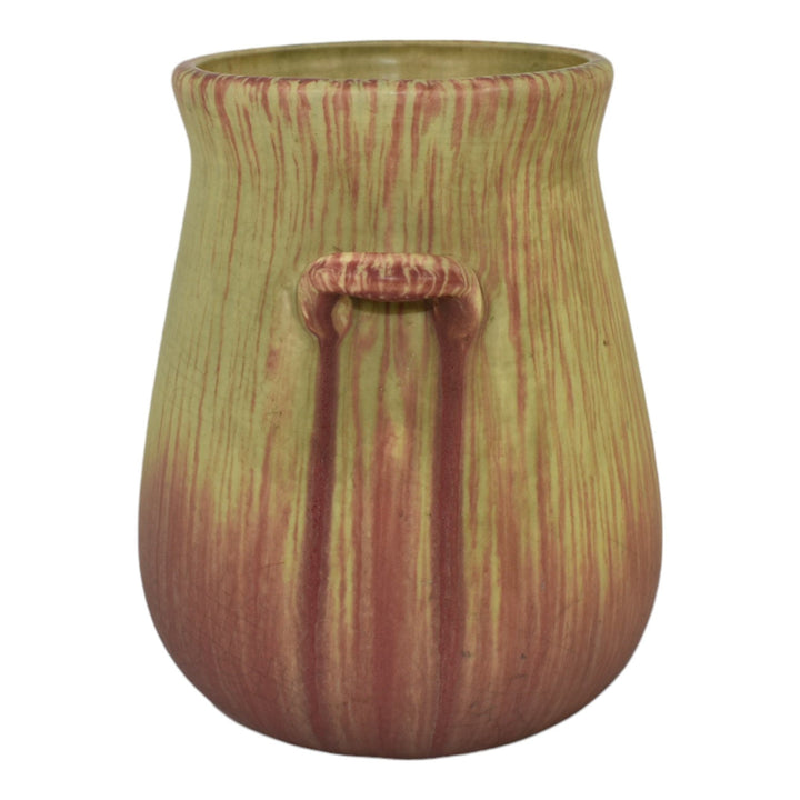 Weller Fruitone 1920s Vintage Art Pottery Mottled Red and Green Ceramic Vase - Just Art Pottery
