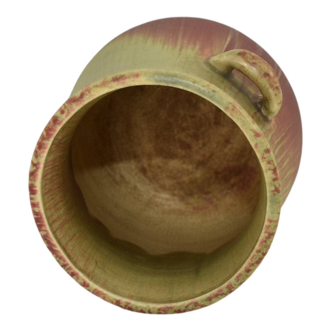 Weller Fruitone 1920s Vintage Art Pottery Mottled Red and Green Ceramic Vase - Just Art Pottery