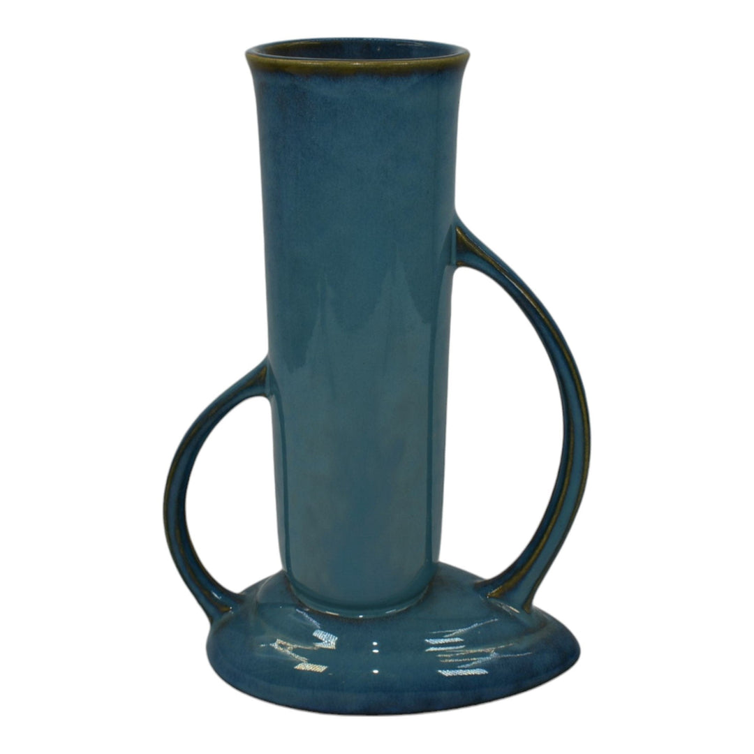 Roseville Rozane Patterns Blue 1941 Mid Century Modern Pottery Ceramic Vase 7-9 - Just Art Pottery