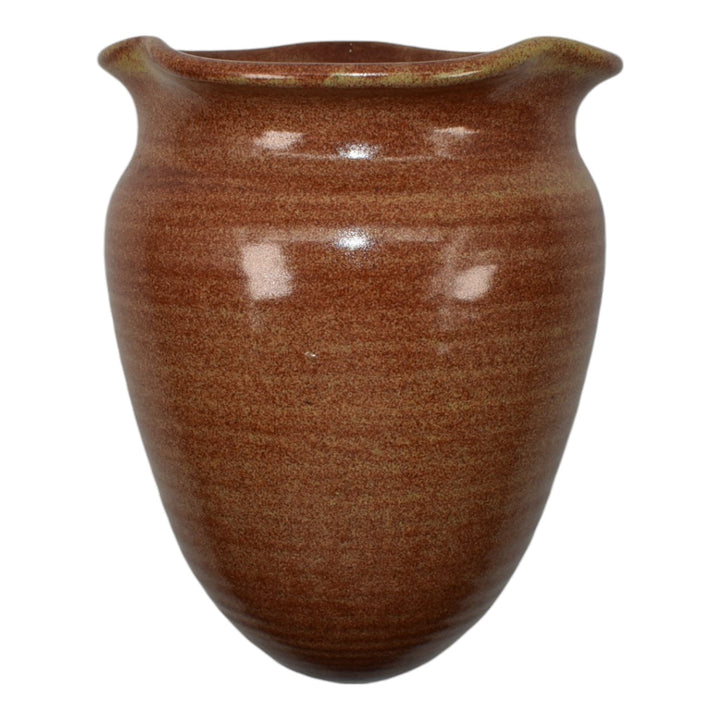 Marblehead Vintage Arts and Crafts Hand Thrown Pottery Brown Ceramic Wall Pocket - Just Art Pottery
