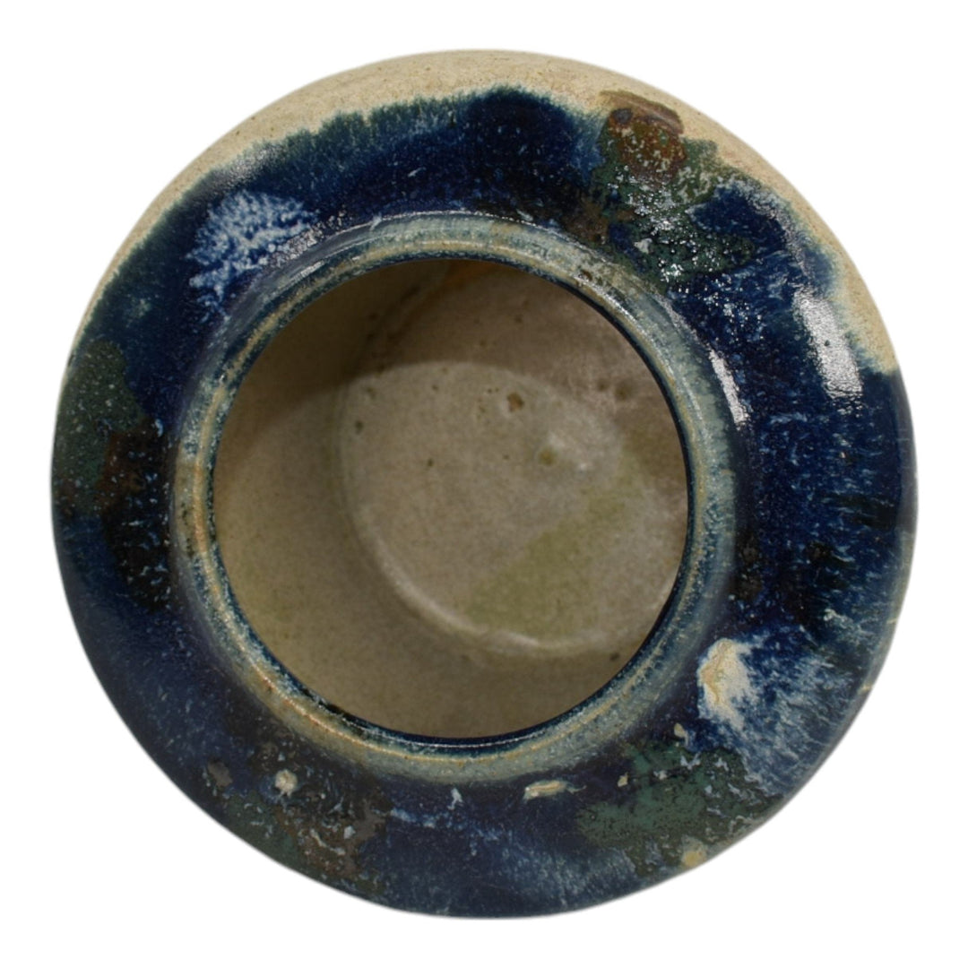 Zanesville Stoneware 1930s Vintage Art Deco Pottery Blue Zasko Ceramic Vase 18 - Just Art Pottery