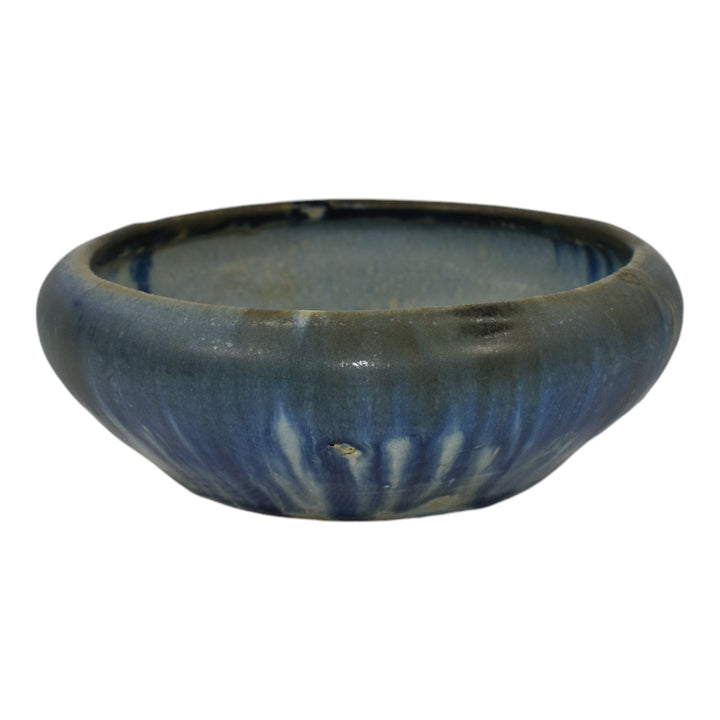 Zanesville Stoneware 1930s Vintage Arts And Craft Pottery Blue Ceramic Bowl 6 - Just Art Pottery