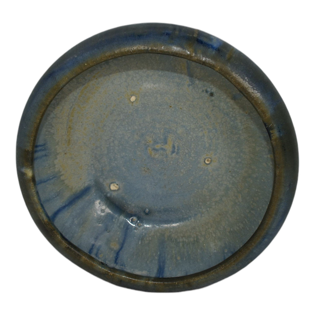 Zanesville Stoneware 1930s Vintage Arts And Craft Pottery Blue Ceramic Bowl 6 - Just Art Pottery