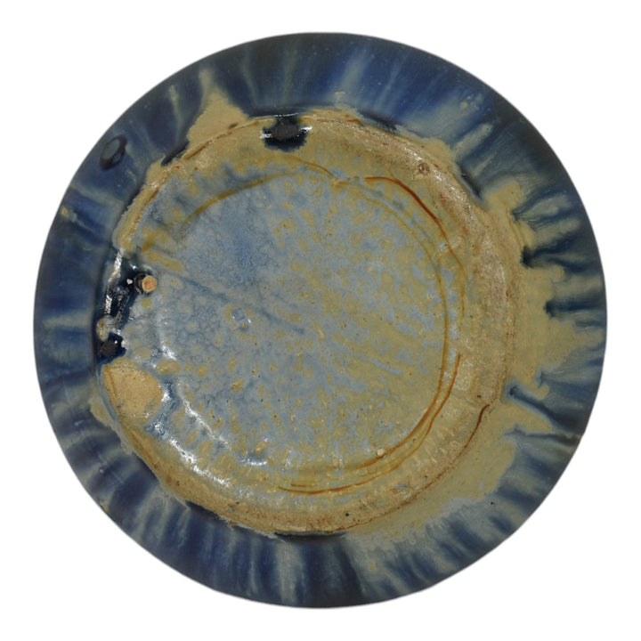 Zanesville Stoneware 1930s Vintage Arts And Craft Pottery Blue Ceramic Bowl 6 - Just Art Pottery