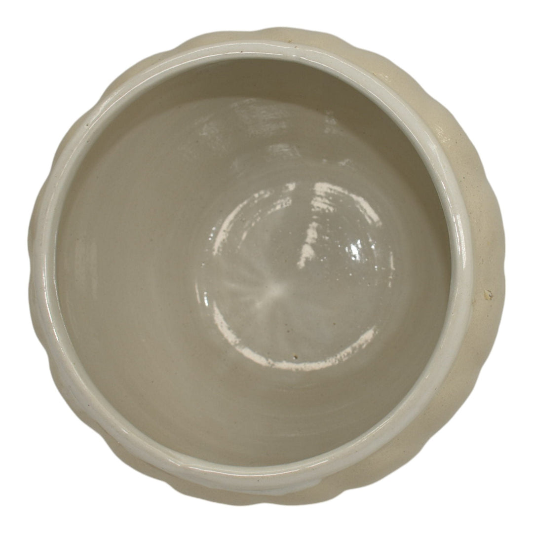 Zanesville Stoneware 1930s Vintage Art Pottery White Ceramic Bowl - Just Art Pottery