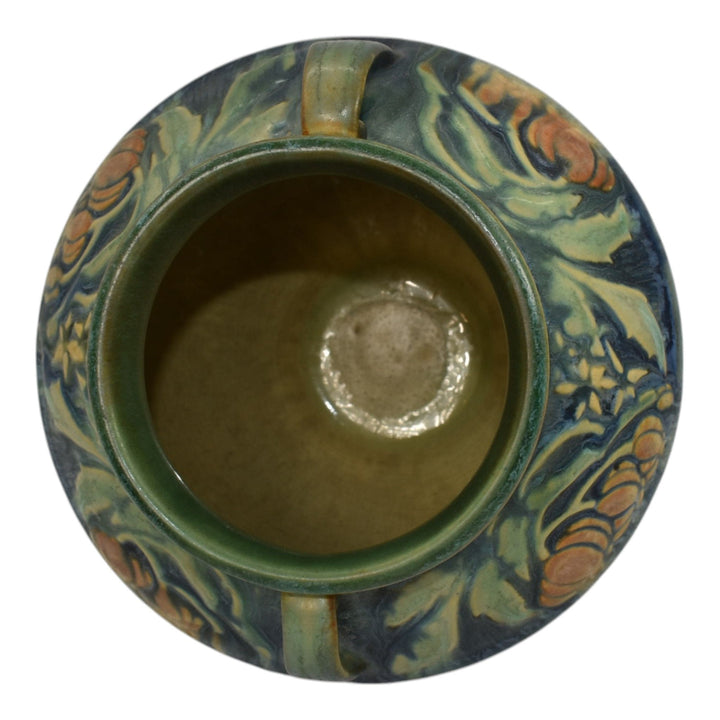 Roseville Baneda Green 1932 Vintage Arts And Crafts Pottery Ceramic Vase 591-6 - Just Art Pottery