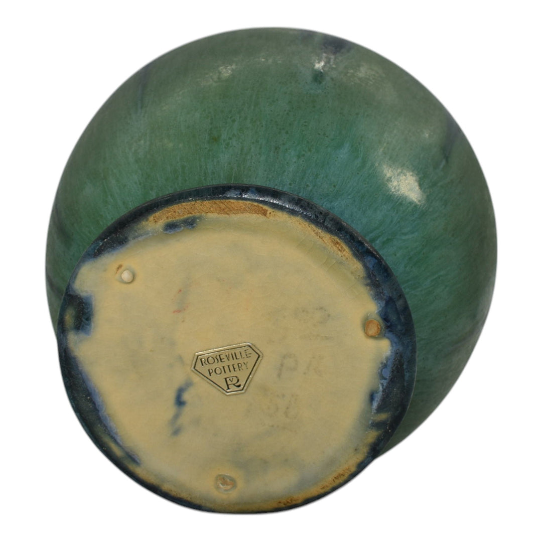 Roseville Baneda Green 1932 Vintage Arts And Crafts Pottery Ceramic Vase 591-6 - Just Art Pottery