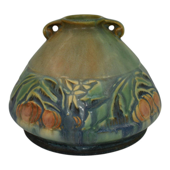 Roseville Baneda Green 1932 Vintage Art Deco Pottery Ceramic Squat Vase 603-4 - Just Art Pottery