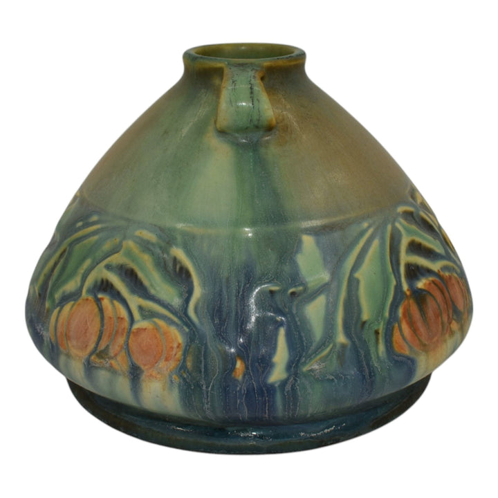 Roseville Baneda Green 1932 Vintage Art Deco Pottery Ceramic Squat Vase 603-4 - Just Art Pottery