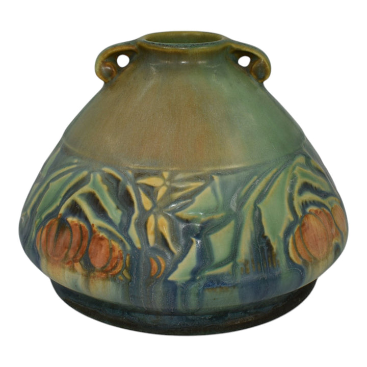 Roseville Baneda Green 1932 Vintage Art Deco Pottery Ceramic Squat Vase 603-4 - Just Art Pottery