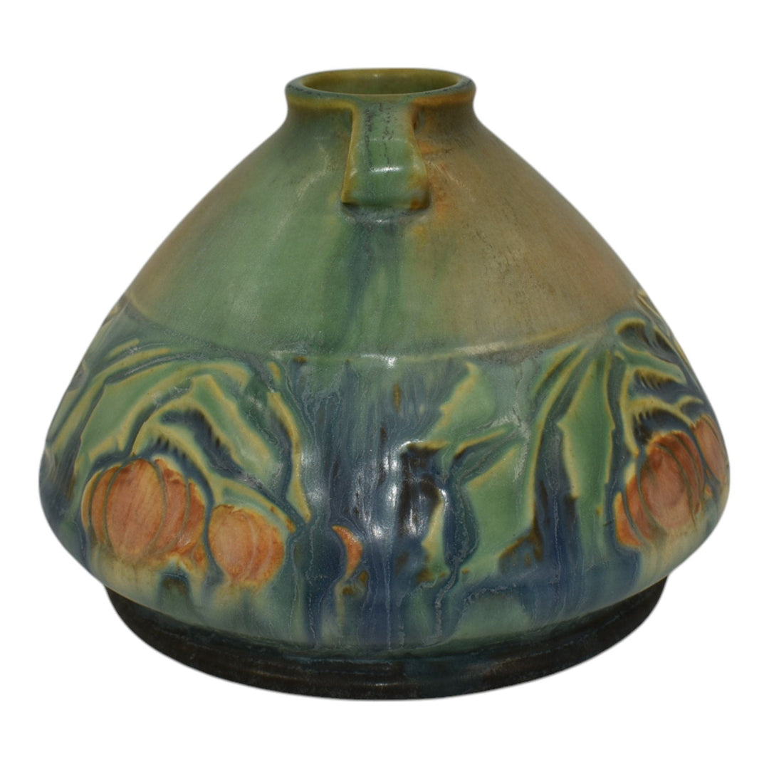 Roseville Baneda Green 1932 Vintage Art Deco Pottery Ceramic Squat Vase 603-4 - Just Art Pottery